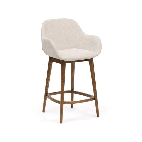 Bézs kárpitozott karfás bárszék (ülésmagasság 66 cm) Konna – Kave Home