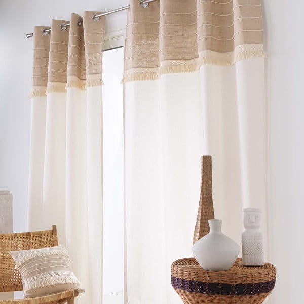Fehér-barna jutakeverék függöny 140x240 cm Cirrus – douceur d'intérieur-image-2