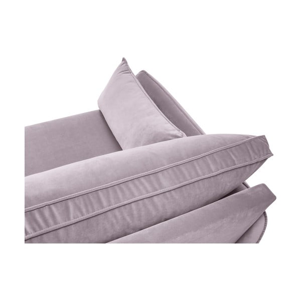 Lento világos rózsaszín bársony sarokkanapé fekete lábakkal, bal oldali - Kooko Home-image-4