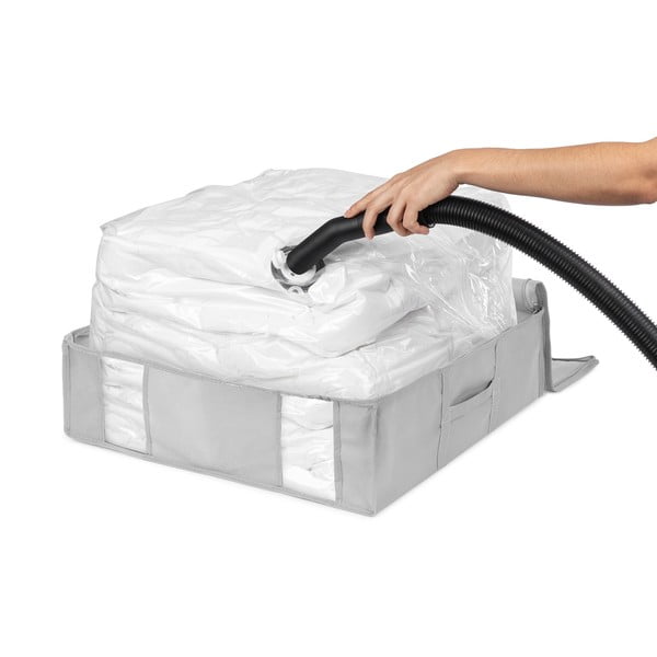 Vákuumos-megerősített textil ruhatároló doboz 56x56x16,5 cm Granit – Compactor