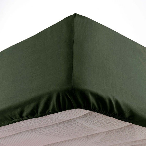 Khaki gumis mikroszálas lepedő 90x190 cm Oscar – douceur d'intérieur