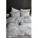 Fehér kétszemélyes hosszabbított négyrészes ágyneműhuzat lepedővel 200x220 cm Geometric – Mila Home