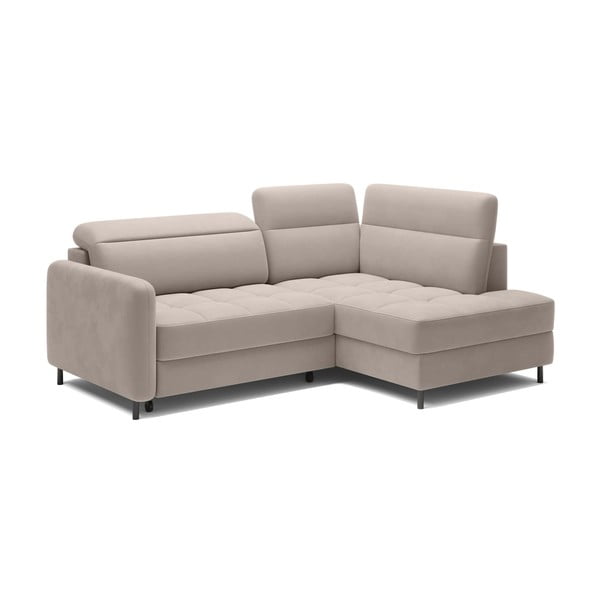 Világosbarna bársony kinyitható-tárolóhelyes sarokkanapé (jobb oldali-L alakú) Barea – ELTAP-image-2