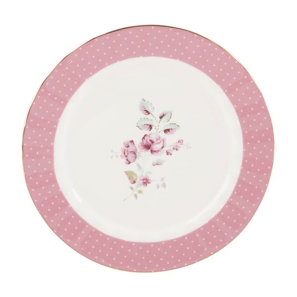 Ditsy rózsaszín-fehér porcelán desszertes tányér - Creative Tops