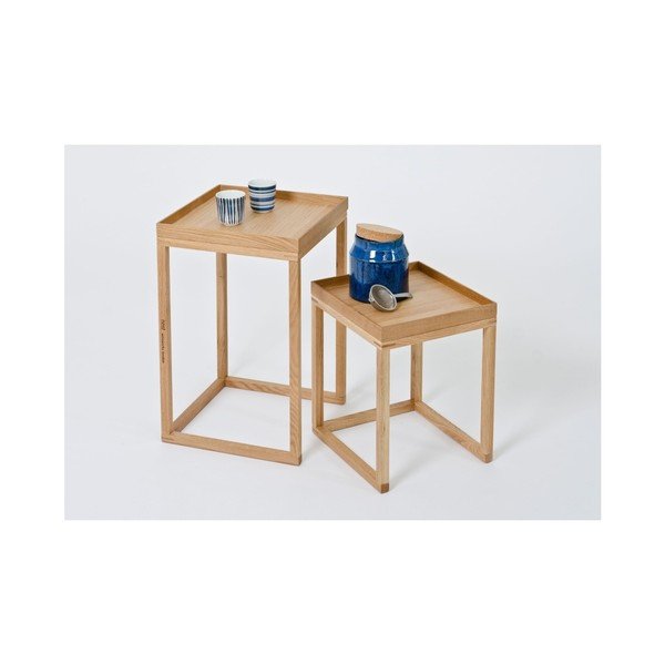 Oak 2 db-os tölgyfa tárolóasztal szett - Wireworks-image-3