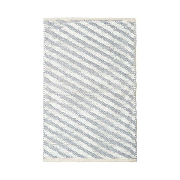 Diagonal szürke-bézs kézzel szőtt pamut szőnyeg, 90 x 60 cm - Pipsa