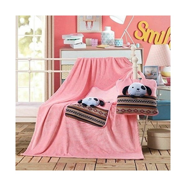 Cuties Puppy rózsaszín mikroszálas gyerek takaró, 110 x 160 cm - DecoKing