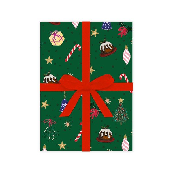 Christmas Fun 5 ív zöld csomagolópapír, 50 x 70 cm - eleanor stuart-image-2