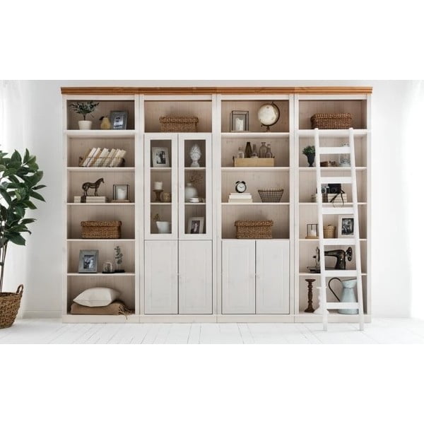 Fehér borovi fenyő könyvespolc 296x223 cm Anita – Støraa-image-4