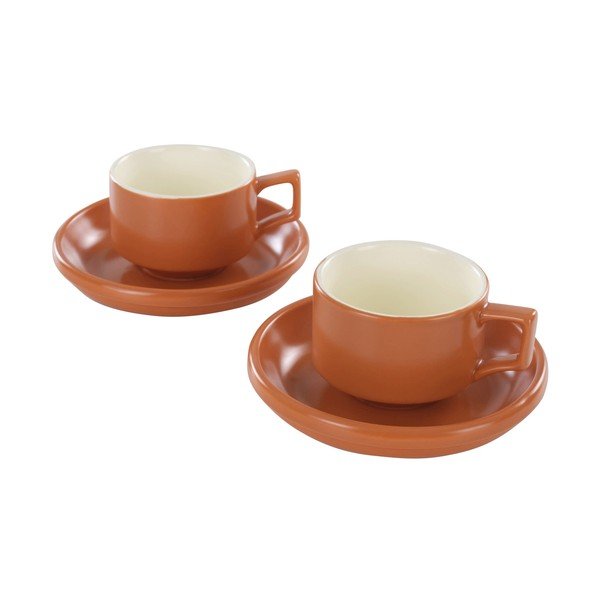 Narancssárga kerámia csésze szett 4 db-os csészealjjal 300 ml Thelma – Jotex