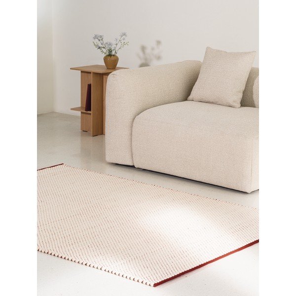 Piros-bézs kézi szövésű gyapjú futószőnyeg 80x170 cm Lenu – noo.ma-image-3