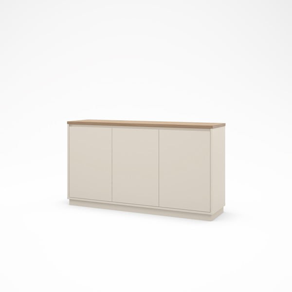 Bézs komód tölgyfa dekorral 152x84x40 cm Loreta – Marckeric-image-3