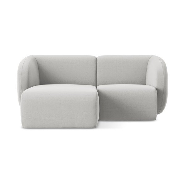 Világosszürke bársony sarokkanapé (bal oldali-heverő résszel) Lani – Makamii