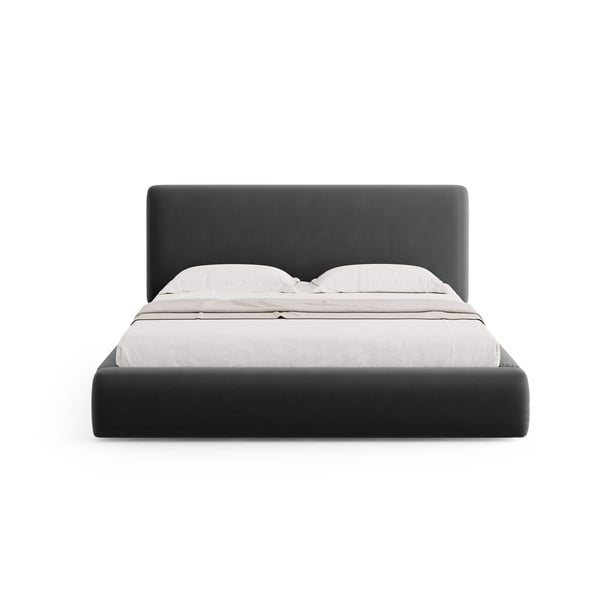 Sötétszürke kárpitozott ágyneműtartós franciaágy ágyráccsal 180x200 cm Colonel – Cosmopolitan Design-image-3