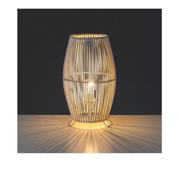 Fehér bambusz asztali lámpa bambusz búrával (magasság 29 cm) – Casa Selección-image-1