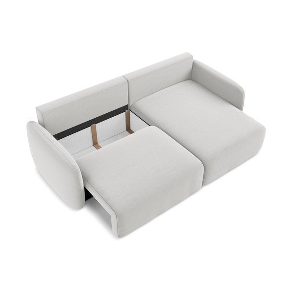 Világosszürke bársony kinyitható-tárolóhelyes sarokkanapé (jobb oldali-heverő résszel) Kalena – Makamii-image-4