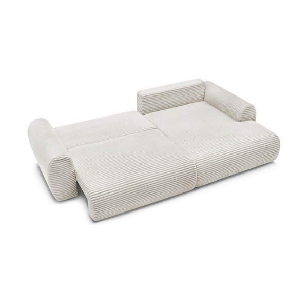 Krémszínű kordbársony kinyitható sarokkanapé (jobb oldali) Lucien – Bobochic Paris-image-4