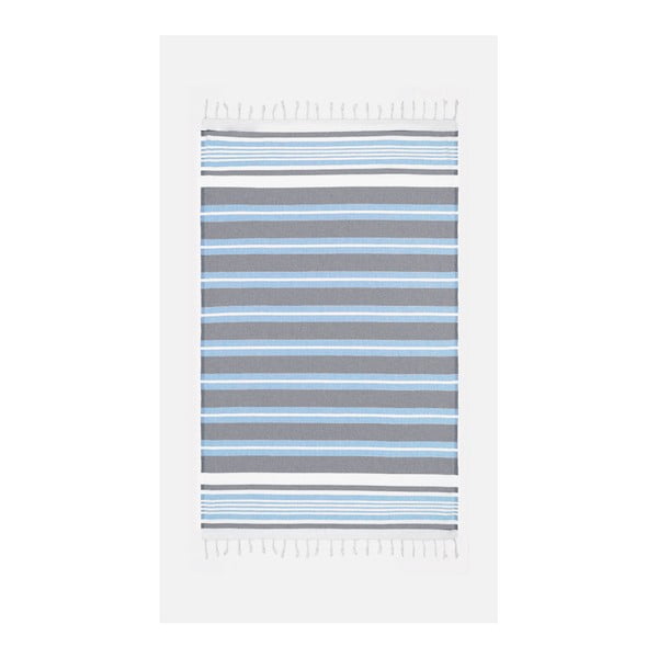 Cotton Collection Line Blue Grey kék-szürke pamut keverék fürdőlepedő, 100 x 180 cm - Kate Louise