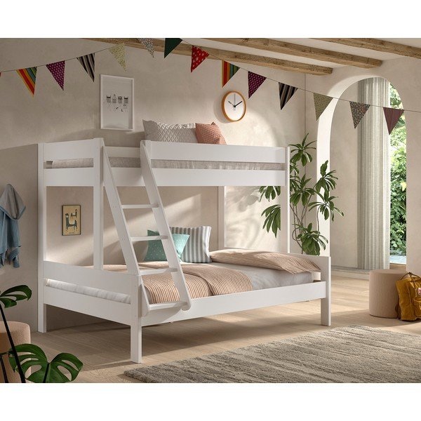 Fehér emeletes gyerekágy ágyráccsal 140x200-90x200 cm Primo – Vipack-image-1