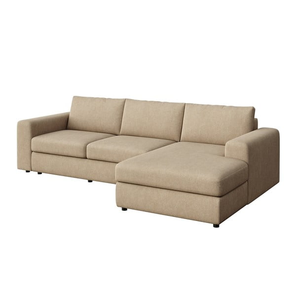 Világosbarna bársony sarokkanapé (jobb oldali-heverő résszel) Baga – Rodier-image-2