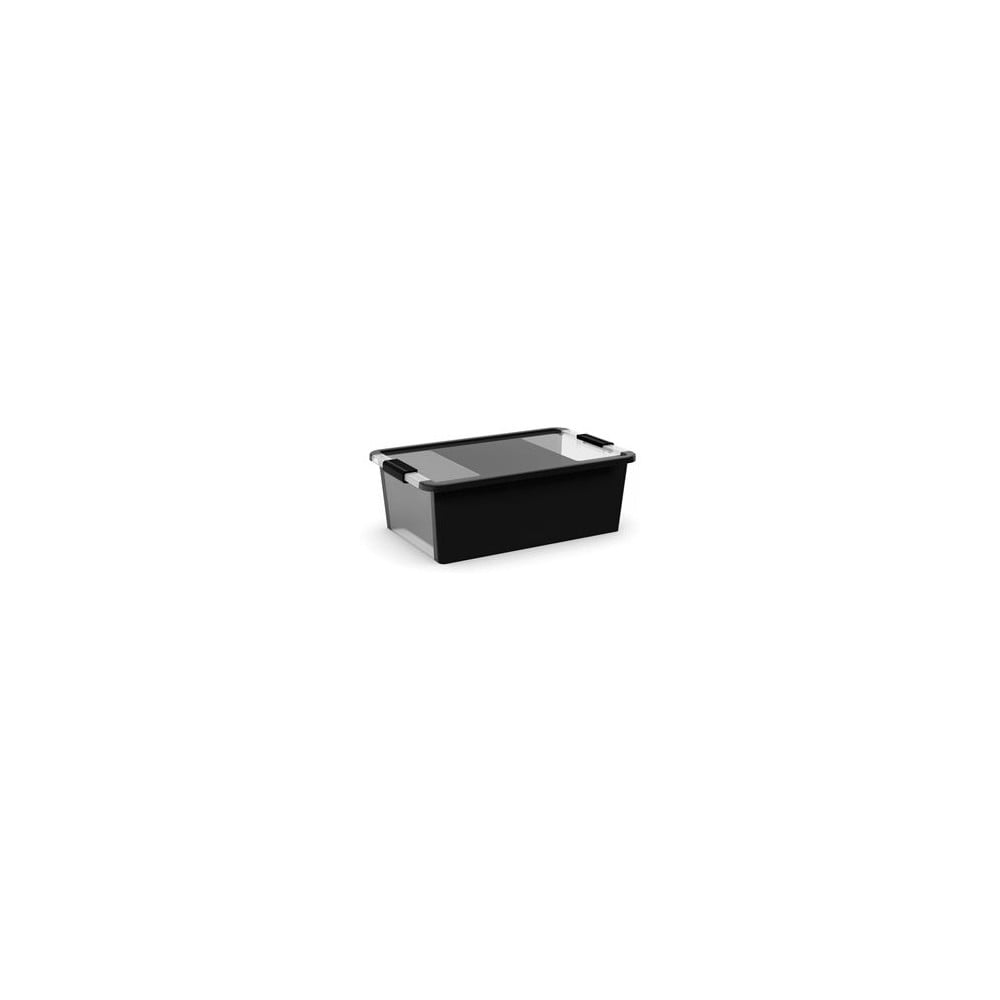 Fekete fedeles műanyag tárolódoboz 55x35x19 cm Bi-Box M KIS