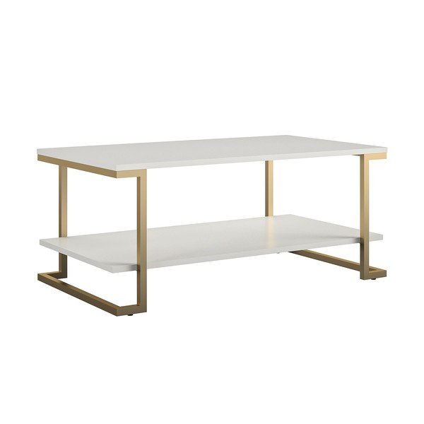 Camila fehér-aranyszínű dohányzóasztal, 106 x 45 cm - CosmoLiving by Cosmopolitan-image-1