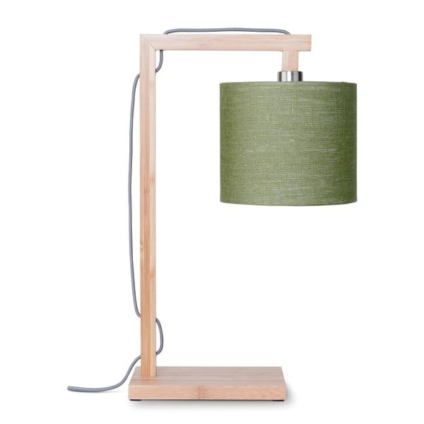 Himalaya asztali lámpa zöld búrával és bambusz lámpatesttel - Good&Mojo