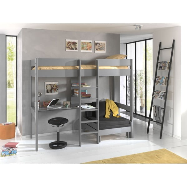 Szürke magasított gyerekágy 90x200 cm Pino - Vipack-image-2