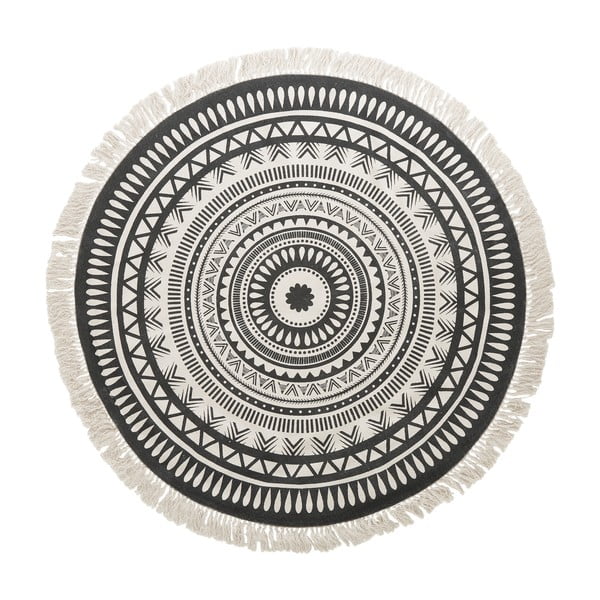 Benji bézs-fekete kézzel szőtt pamut szőnyeg, ø 150 cm - Westwing Collection