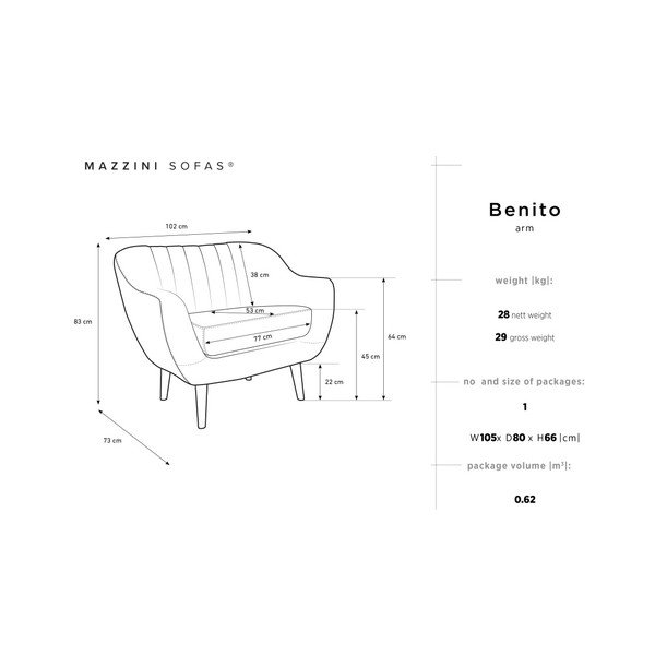 Benito Floral kék fotel - Mazzini Sofas-image-2