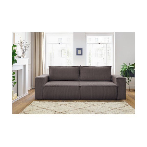 Szürkésbarna kordbársony kinyitható kanapé 245 cm Nihad – Bobochic Paris-image-4