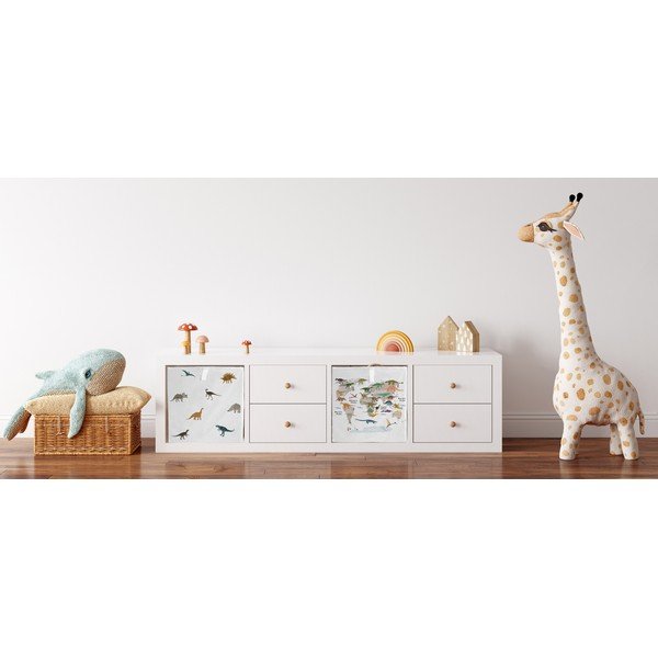 Fehér textil játéktároló doboz  32x32x32 cm Dino Friends – Butter Kings-image-1