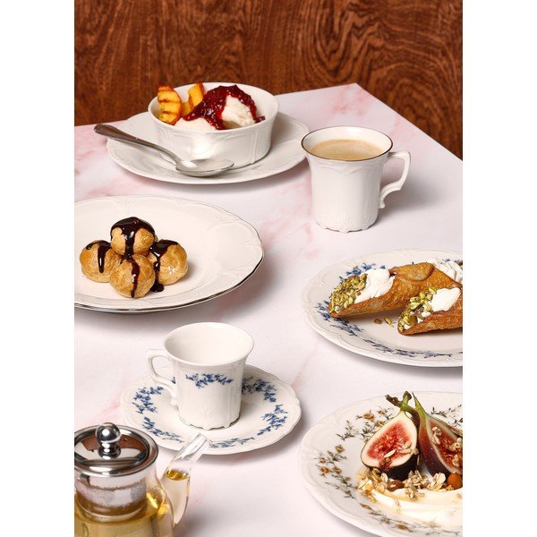 Fehér-kék porcelán eszpresszó csésze 110 ml Retro – BonBistro-image-1