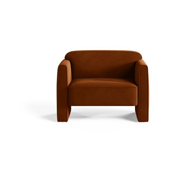 Terrakotta színű bársony fotel Abby – Micadoni -image-1