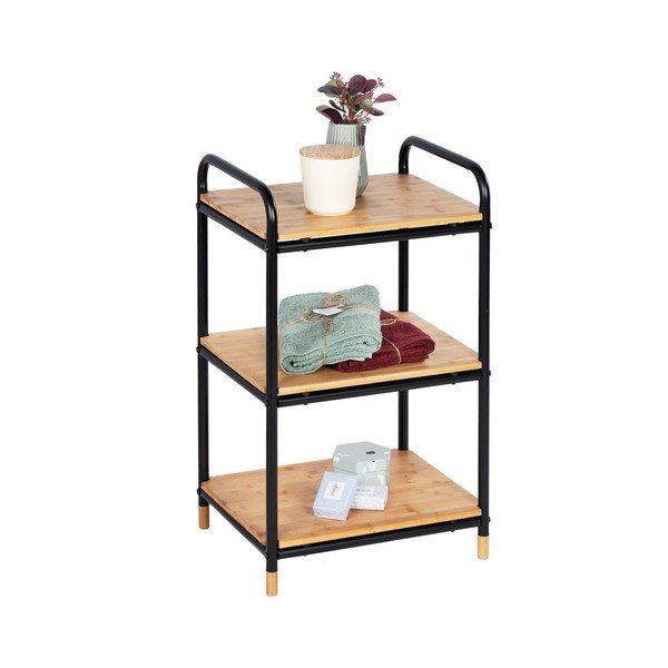 Fekete-natúr színű fém fürdőszobai polcos állvány 42x69 cm Loft – Wenko-image-4