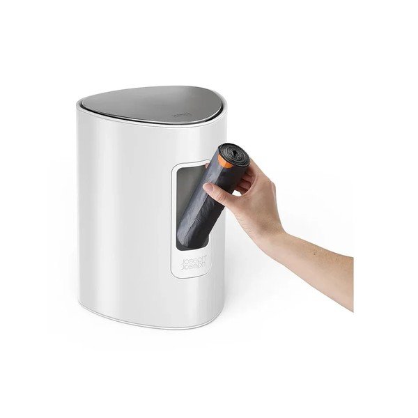 Fényes fehér rozsdamentes acél pedálos szemetes 5 l EasyStore Luxe – Joseph Joseph-image-3