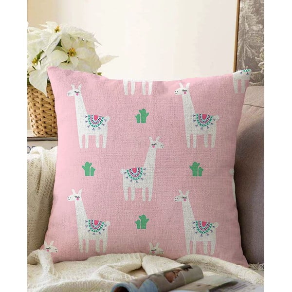 Alpaca rózsaszín pamut keverék párnahuzat, 55 x 55 cm - Minimalist Cushion Covers