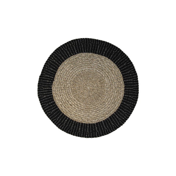 Malibu fekete-természetes tengerifű szőnyeg, ⌀ 150 cm - HSM collection