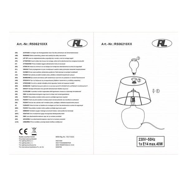 Luxor fekete kerámia-szövet asztali lámpa, magasság 26 cm - Reality-image-3
