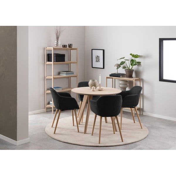 Kerek étkezőasztal tölgyfa dekoros asztallappal ø 100 cm Townsville – Actona-image-4