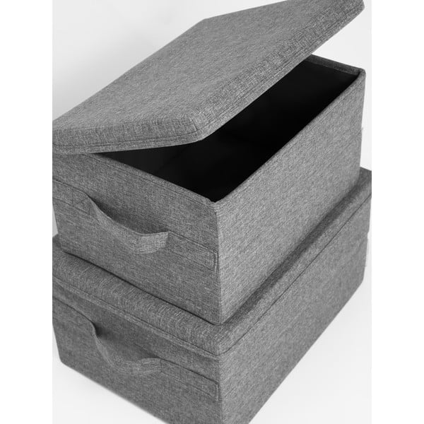 Szürke fedeles textil tárolódoboz 45x34x25 cm Soft Storage – Bigso-image-2