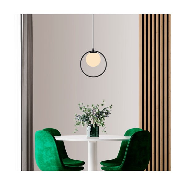 Fekete fém függőlámpa üveg búrával ø 15 cm Ates – Squid Lighting-image-3