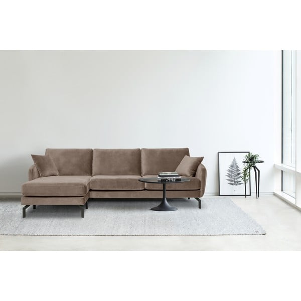 Magic barnásbézs bársony sarokkanapé, bal oldali - Scandic-image-1