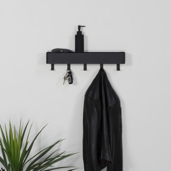 Fekete fém fali fogas polccal 52 cm Dax Play – Spinder Design-image-2