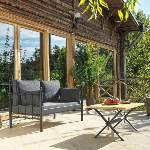 Fekete-sötétszürke négyszemélyes kerti lounge szett Lalas – Floriane Garden-image-1
