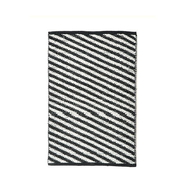 Diagonal fekete-fehér kézzel szőtt pamut szőnyeg, 60 x 90 cm - Pipsa
