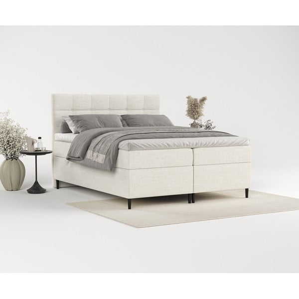 Krémszínű ágyneműtartós boxspring ágy 140x200 cm Urbaneo – Maison de Rêve-image-1