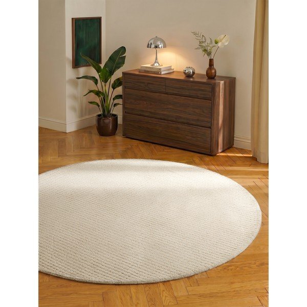 Krémszínű gyapjú kerek szőnyeg ø 200 cm Eloise – Hanse Home-image-1