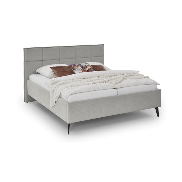 Világosszürke kárpitozott franciaágy ágyrács nélkül 180x200 cm Paulo – Meise Möbel-image-4