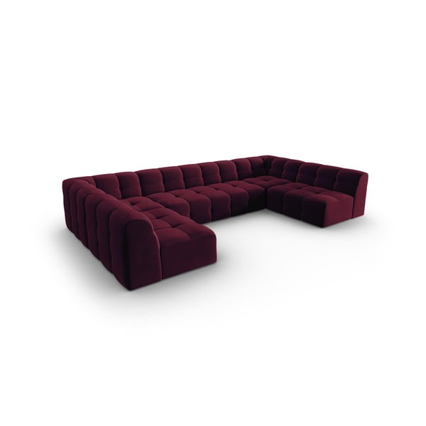 Borvörös bársony sarokkanapé ("U" alakú) Kendal – Micadoni Home-image-3